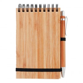 Бамбуковый блокнот А6 с шариковой ручкой